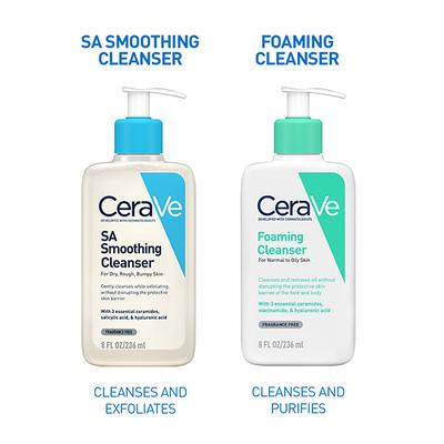 CeraVe SA Smoothing Cleanser For Dry, Rough & Bumpy Skin, Face wash with Salicylic Acid & Ceramides 236 ml - Face Washes