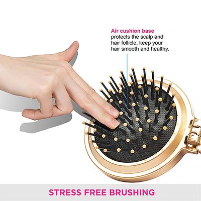 Vega Compact Folding Hair Brush For Women, Mini Travel Pocket Tool For Wet & Dry Use, (R2-Fm) - Hair Brushes