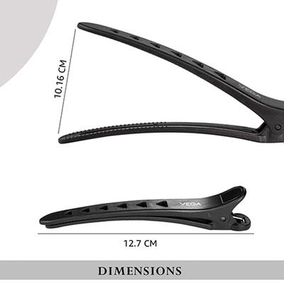 Vega Professional Carbon Section Clips for Sectioning, Styling, Coloring and Makeup - (VPHSC-01) 6's - Hair Clips/Bands