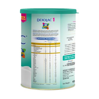 Dexolac Stage 1 (Upto 6 Months) Powder 400 gm -Tin - Kids Nutrition