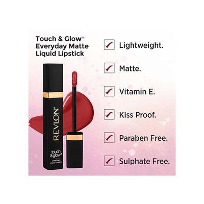 Revlon Touch & Glow Everyday Matte Liquid Lipstick- Scralet Soverign 5 ml - Liquid Lipsticks