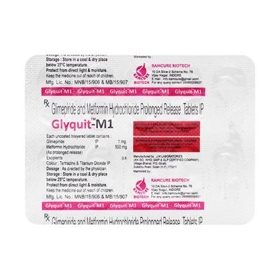 GLYQUIT M 1 Tablet 10's - Diabetes-Ant