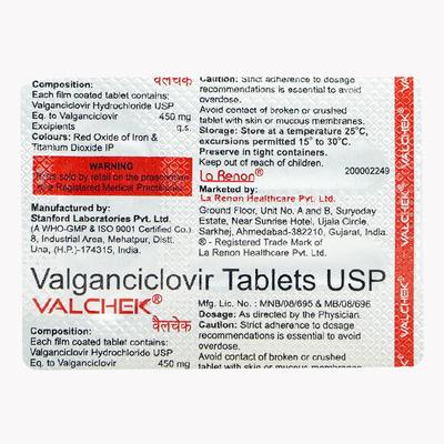 Valchek 450mg Tablet 2'S - Viral infections-Ant