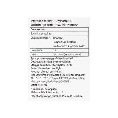 UNS D3 NANO 60K IU SUGAR FREE Oral Solution 5ml - Supplements-Vit