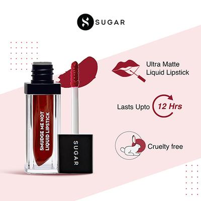 Sugar Cosmetics Smudge Me Not Liquid Lipstick - 10 Drop Dead Red (Red) 4.5 ml - Liquid Lipsticks