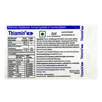 Thiamin R Tablet 10's - Supplements-Ent