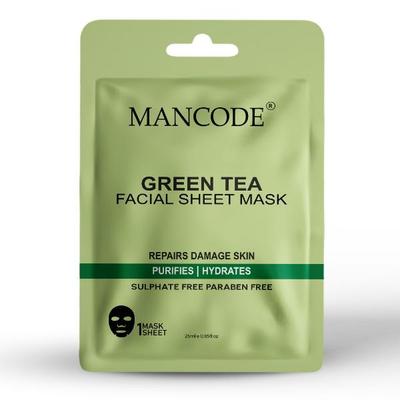 Mancode Green Tea Facial Sheet Mask For All Skin Types 25 gm - Face Mask
