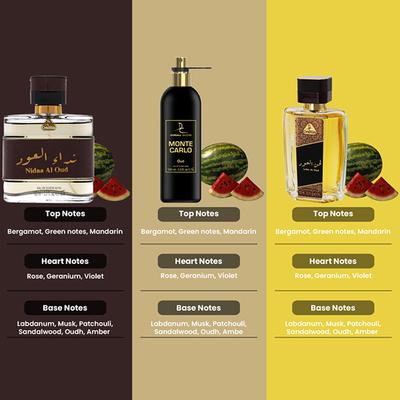 Dorall Collection Oriental Nidaa AI Oud + Monte Carlo + Lahn AI Oud EDT Set 3's - Perfumes (Edt/Edp)