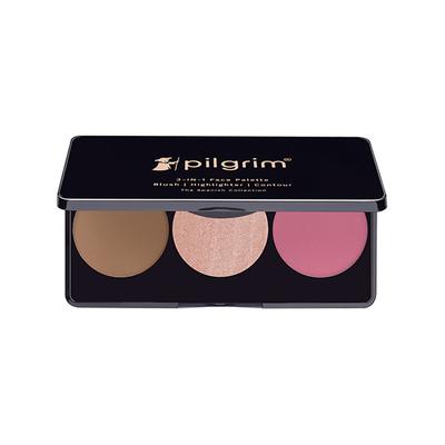 Pilgrim 3-In-1 Face Palette -Sultry Romance-Blush, Highlighter & Contour for Medium Skin Tone 12 gm - Blushes