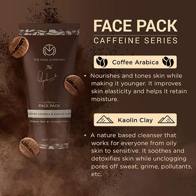 The Man Company Caffeine Grooming Kit (Caffeine Face Wash-100ml, Caffeine Face Scrub -100ml, Caffeine Face Pack - 100g, Caffeine Face Moisturizer -50g) 1's - Face Wash & Cleansers