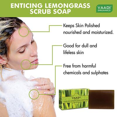 Vaadi Herbals Handmade Scrub Soap - Enticing Lemongrass 75 gm - Soaps