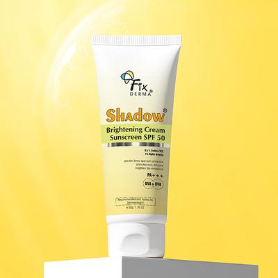 Fixderma Shadow Brightening Cream Sunscreen SPF50 PA+++ UVA/UVB Reduce Tan & Brightens SKIN 50 gm - Face Sunscreen