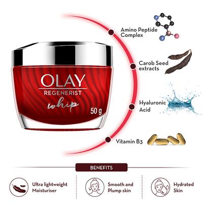 Olay Ultra Lightweight Moisturiser- Regenerist Whip Day Cream (Non Spf) 50 gm - Day Cream