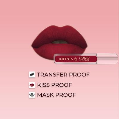 Infinia Liquid Lip Color Liquid Lipstick M 02 Long Lasting and Waterproof 5 ml - Liquid Lipsticks