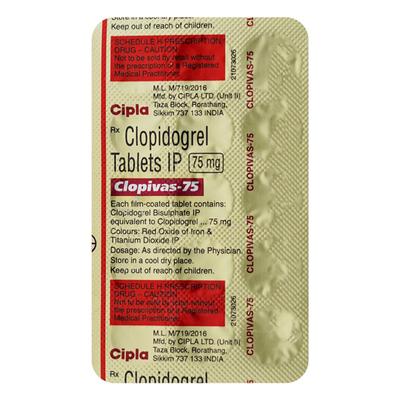 Clopivas 75mg Tablet 15'S - Blood Clot-Ant