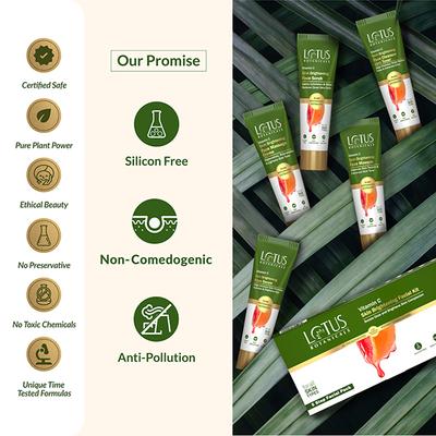 Lotus Botanicals Vitamin C Skin Brightening Facial Kit, 5 Step Facial Pack, For All Skin Types 44 gm - Facial Kits