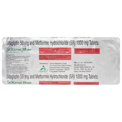 SIDIAMET XR 1000 Tablet 15's - Diabetes-Ant