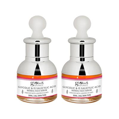 Globus Naturals Glycolic & 1% Salicylic Acid Anti Acne Face Serum, for Oily & Acne Skin, 30ml each 2's - Face Serum