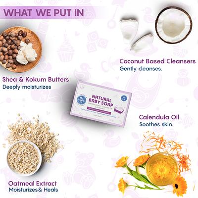 The Mom's Co. Natural Baby Soap with Shea Butter, Calendula Oil and Oatmeal 75gm - Baby Soap