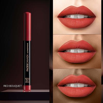 Faces Canada Ultime Pro Hd Intense Matte Lips + Primer - Red Bouquet 18, 9Hr Long Stay 1.4 gm - Lip Crayons
