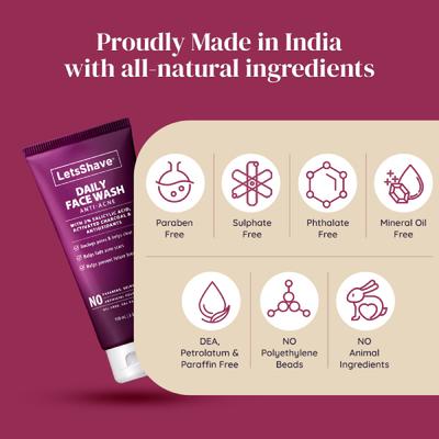 LetsShave Anti Acne Daily Face Wash 100 ml - Face Washes