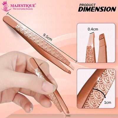 Majestique Slant Tip Tweezer, 3D Touch Eyebrow Plucker for Threading and Facial Hair 1's - Tweezers