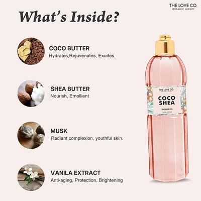 The Love Co. Luxury Coco Shea Body Wash for Women - Luxury Shower Gel for Men - Bath & Body Care Essentials - For All Skin Types 250 ml - Shower Gels & Body Wash