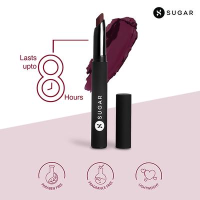 SUGAR Cosmetics Matte Attack Transferproof Lipstick - 13 Plums N Roses (Deep Reddish Plum) 2 gm - Lipsticks