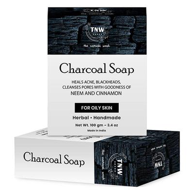 Tnw The Natural Wash Handmade Activated Charcoal Soap with Neem and Cinnamon Effect 100gm - Soaps