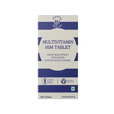 Aesthetic Nutrition Multivitamin Him With Grape Seed Extract, Ginger, And Panax Pseudo Ginseng For Energy, Vitality 30 Tablets 1's - Multi-Vitamins