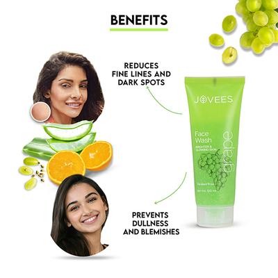 Jovees Herbal Grape Fairness Face Wash for Dull Skin and Paraben 120ml - Face Wash & Cleansers