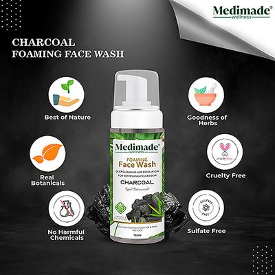 Medimade Charcoal Face Wash 160 ml - Face Wash & Cleansers