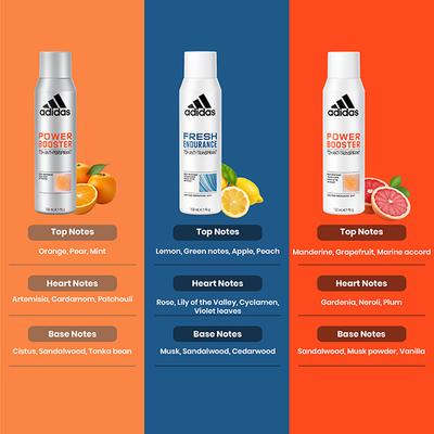 Adidas Power booster Men 150ml + Fresh endurance 150ml + Power Booster Women 150ml Deodorant Set 3's - Deodorants/Roll-Ons
