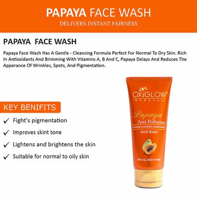 Oxyglow Herbals Papaya Deep Cleaning Face Wash, Exfoliates, Cleanses and Moisturises 100 gm - Face Wash & Cleansers
