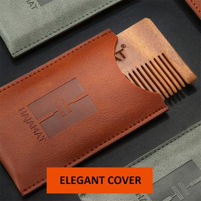 Hajamat Pocket Sized Sheesham Wood Beard Comb with Faux Leather Carry Pouch 1's - Beard Comb