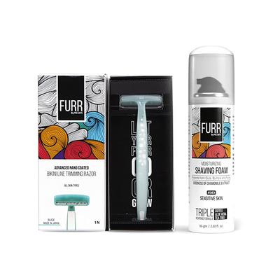 Furr Reusable Blade Bikini Line Razor With Shaving Foam For Women Combo 1's - Intimate Hygiene