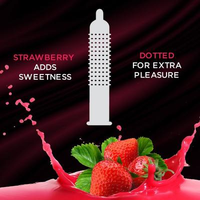 Kamasutra Flavoured Dotted Condoms - Strawberry Pleasure 10's - Plain/Flavoured Condoms