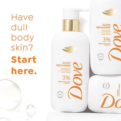Dove 3% Brightening Serum + Vitamin C Glow Recharge Serum Body Wash, 300 ml - Shower Gels & Body Wash