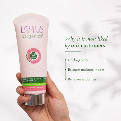 Lotus Organics Precious Brightening Face Wash 100 gm - Face Wash & Cleansers