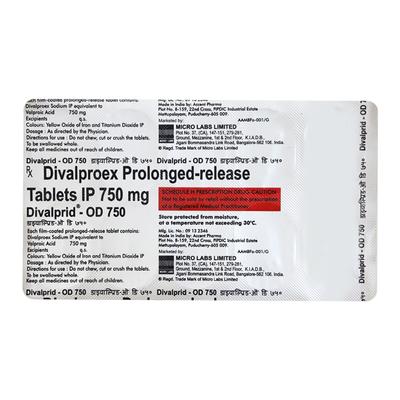 Divalprid OD 750mg Tablet 10'S - Epilepsy/Convulsion-Ant