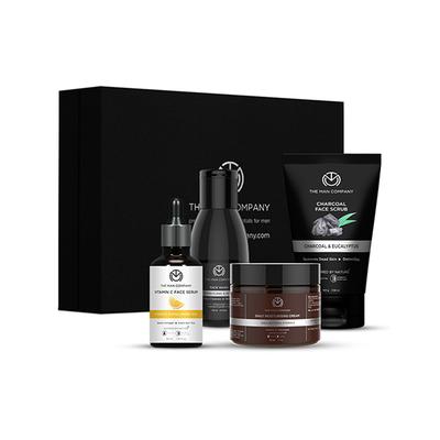 The Man Company Face in Point Vitamin C face serum, charcoal face wash, charcoal face scrub and moisturising cream (50gm + 30ml + 100ml + 100gm) 1's - Facial Kits