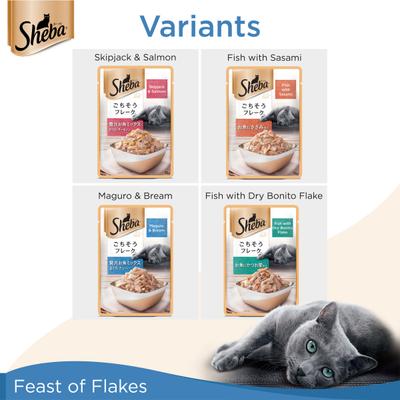 Sheba Feast of Flakes for Cats - Sheba Fish Mix Maguro & Bream (Pack of 35 gm x 12) 1's - Petfood