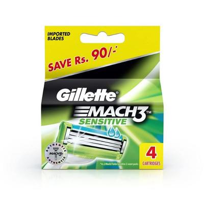 Gillette Mach3 Sensitive Blades - Cartridges (4 Cartridges) 1's - Razors & Cartridges