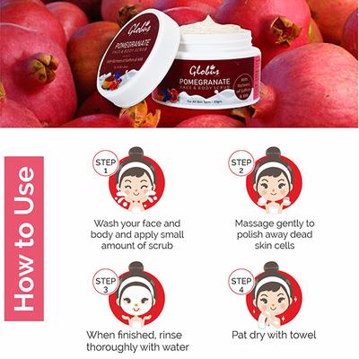 Globus Naturals Pomegranate Face & Body Scrub 50 gm - Face Scrubs