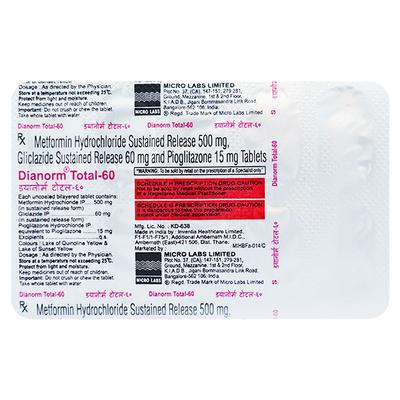 Dianorm Total 60mg Tablet 10'S - Diabetes-Ant