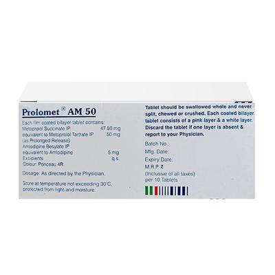 Prolomet AM 50mg Tablet 10'S - Hypertension-Bet