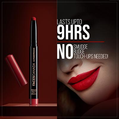 Faces Canada Ultime Pro HD Intense Matte Lips + Primer - Bold Wine 11, 9HR Long Stay 1.4 gm - Lip Crayons