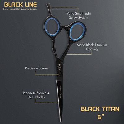 Vega Professional Black Titan 6' Black Line Hairdressing Scissor (VPPSC-05) 1's - Grooming Kits