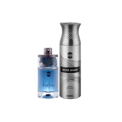 Ajmal Shadow Him EDP Spicy Woody Perfume And Silver Shade Homme Deodorant Citrus Woody Fragrance 275 ml - Men Perfumes (Edt/Edp)