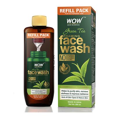WOW Skin Science Green Tea Foaming Face Wash Refill Pack 200 ml - Face Washes